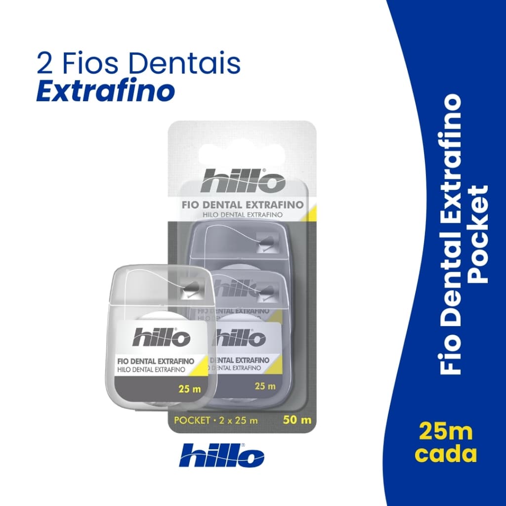 Fio Dental Extra Fino Pocket 25m 2x25 Hillo