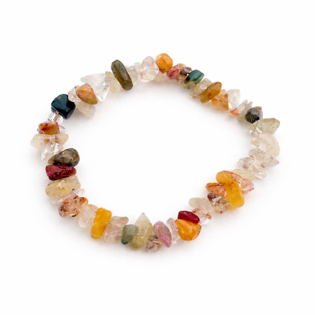 Pulseira Mix de Cristais e Pedras Naturais de Cascalho 17cm