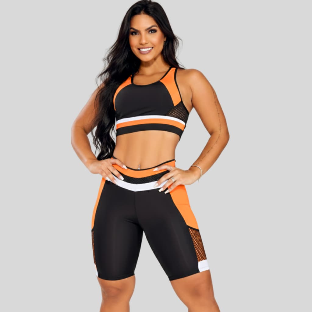 Conjunto Academia Top Bermuda Fitness Kit Feminino Avulso