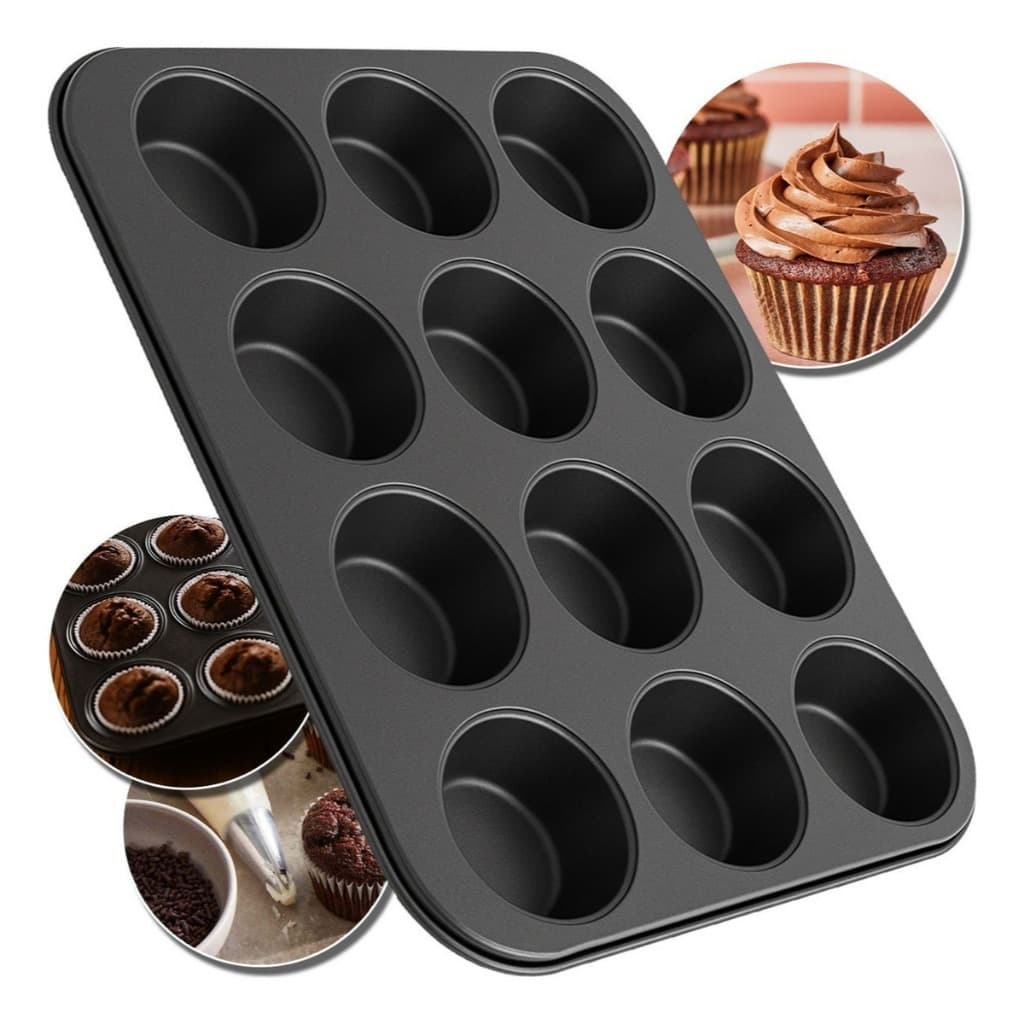 1 ou 2 Forma de Cupcake 12 Cavidades Antiaderente Assadeira Pão de Queijo Brownie Cookie Muffins