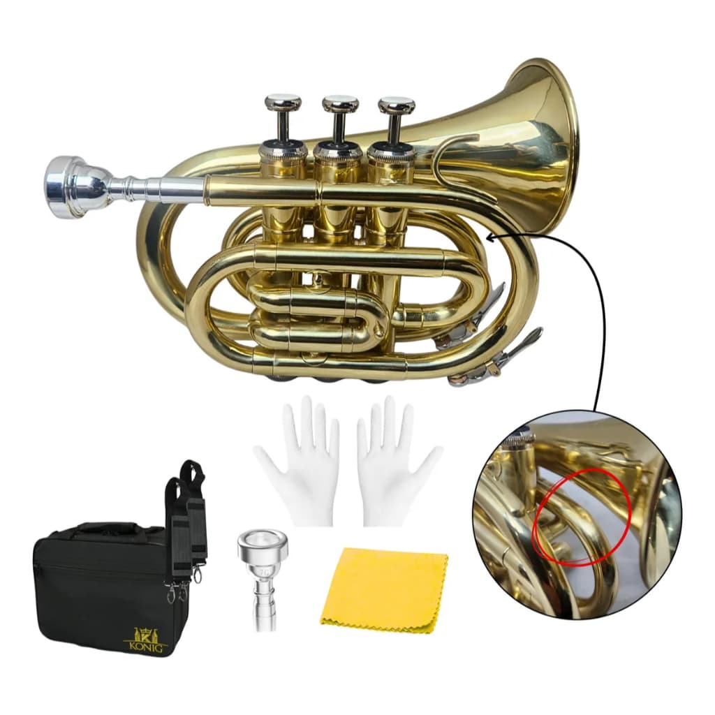 Trompete Pocket Sib Laqueado Dourado Konig Com Case Recondicionado
