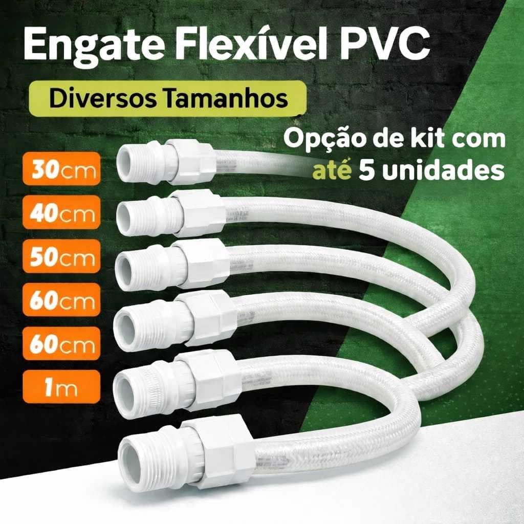 Engate  Flexível Rabicho 1/2 PVC - 30CM/40CM/50CM/60CM/ 1 METRO