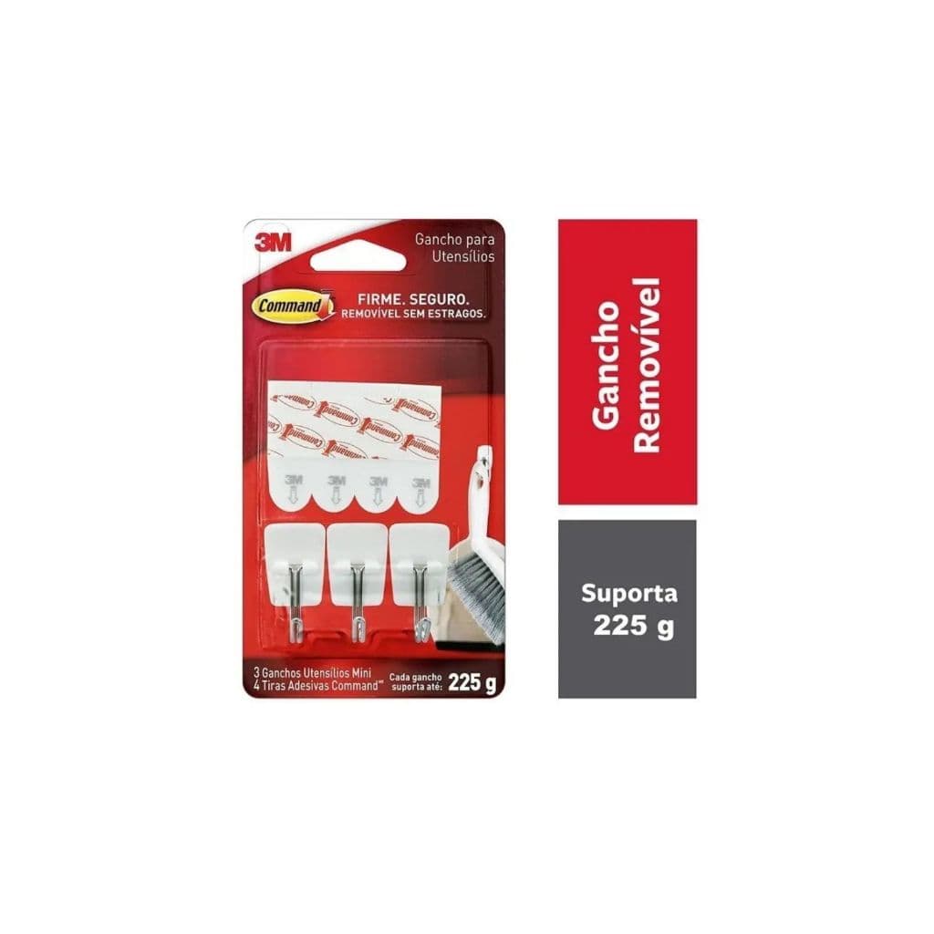 Gancho Adesivo Command Mini Ate 225g 3 Unidades 3m