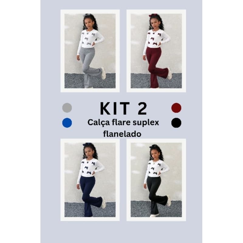 Kit 3 CALÇA FLARE Leggig Infantil flanelada estilo básico escola a mais vendido