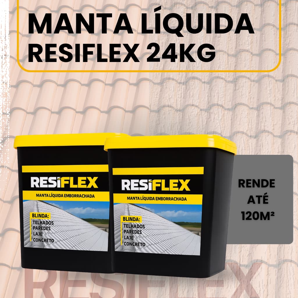 KIT RESIFLEX Manta Líquida Emborrachada 24kg - Pronto para o Uso em Lajes Telhados e Paredes