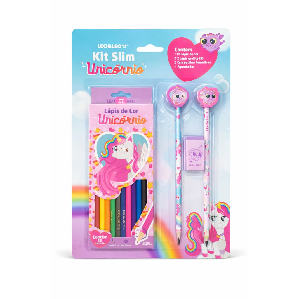 Kit Escolar Leo&Leo lápis, Apontador e Borracha.
