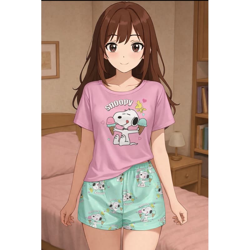 pijama manga curta baby-doll roupa de dormir