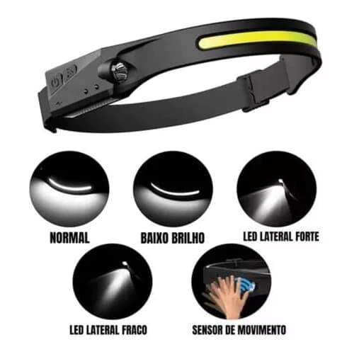 Lanterna Farol De Cabeça Com Sensor Led Recarregavel Kapbom L-151 Oficina Pesca Ciclismo