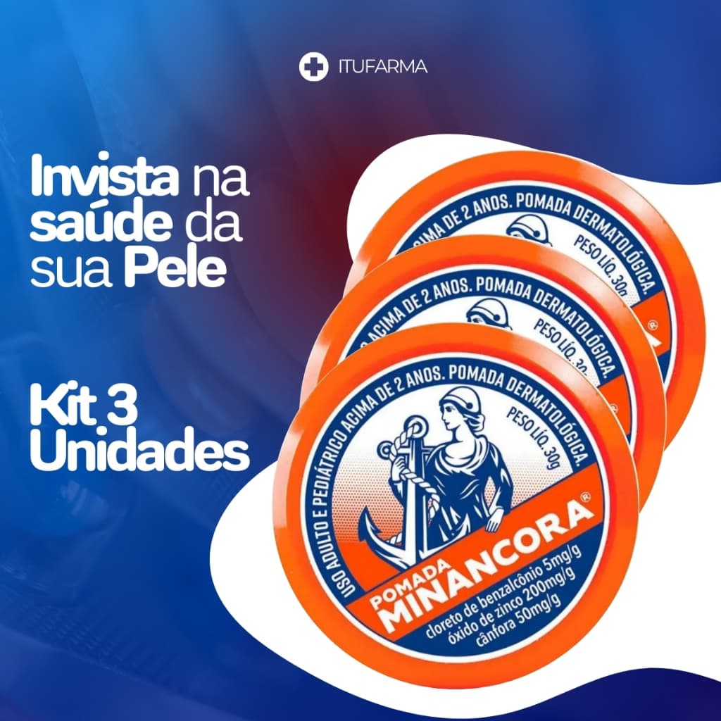 Minancora Pomada Kit Com 3 Lata 30g Pele Espinhas Frieira Cicatrização Ferimentos acne Desodorante
