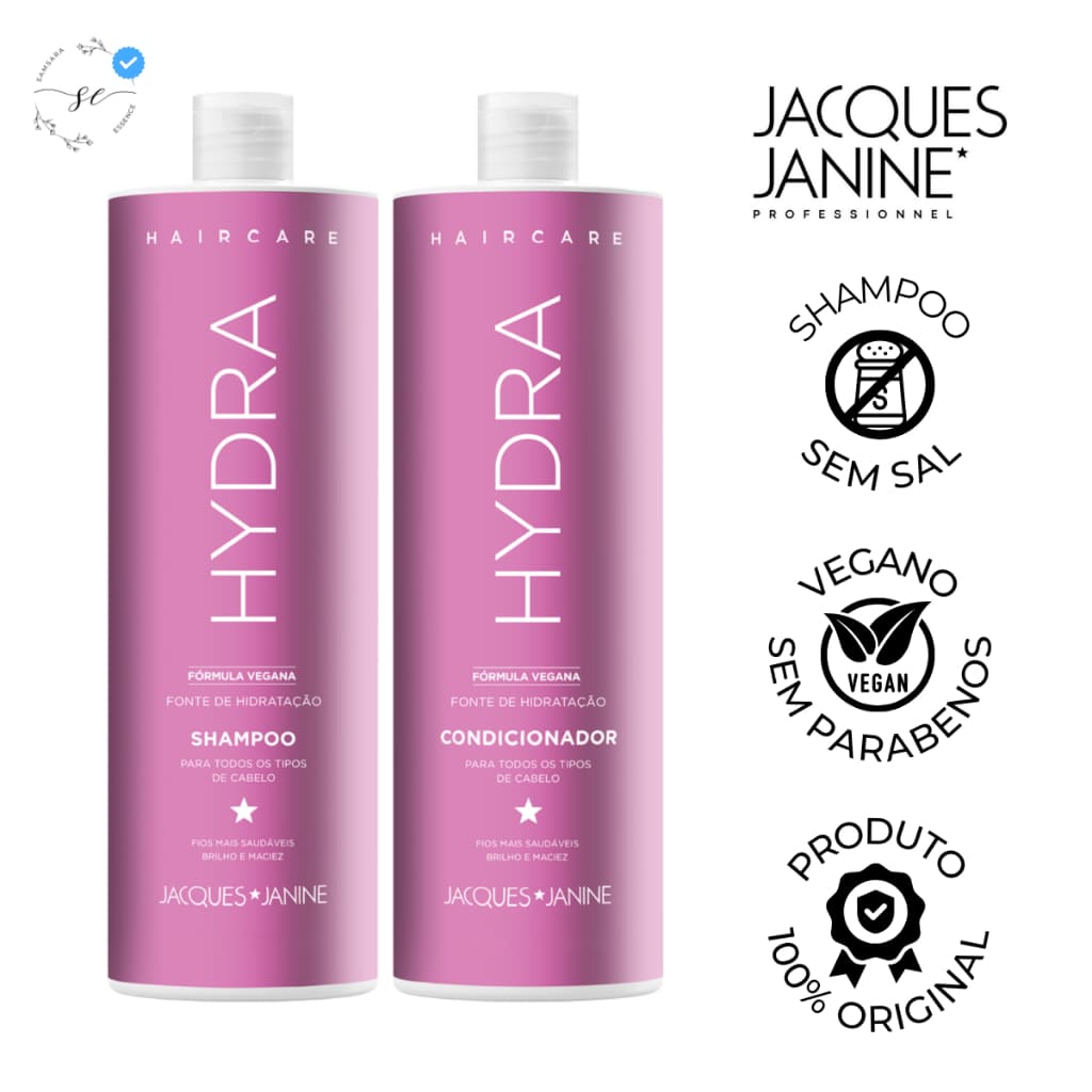 Shampoo e Condicionador Hidratação Prolongada Sem Sal Brilho e Maciez Hydra Jacques Janine