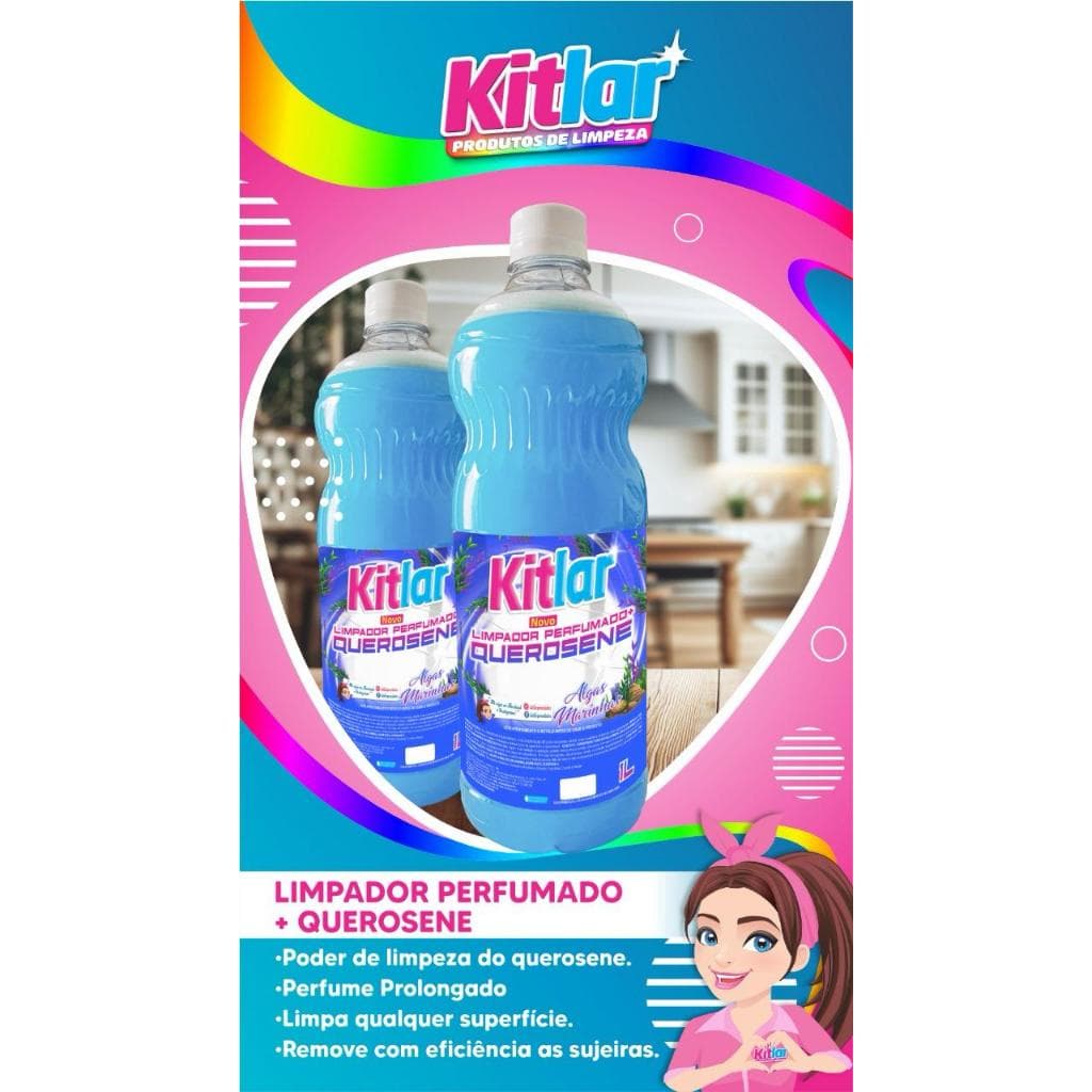 Limpador Perfumado Com Querosene Algas Marinhas Kit Lar 1L