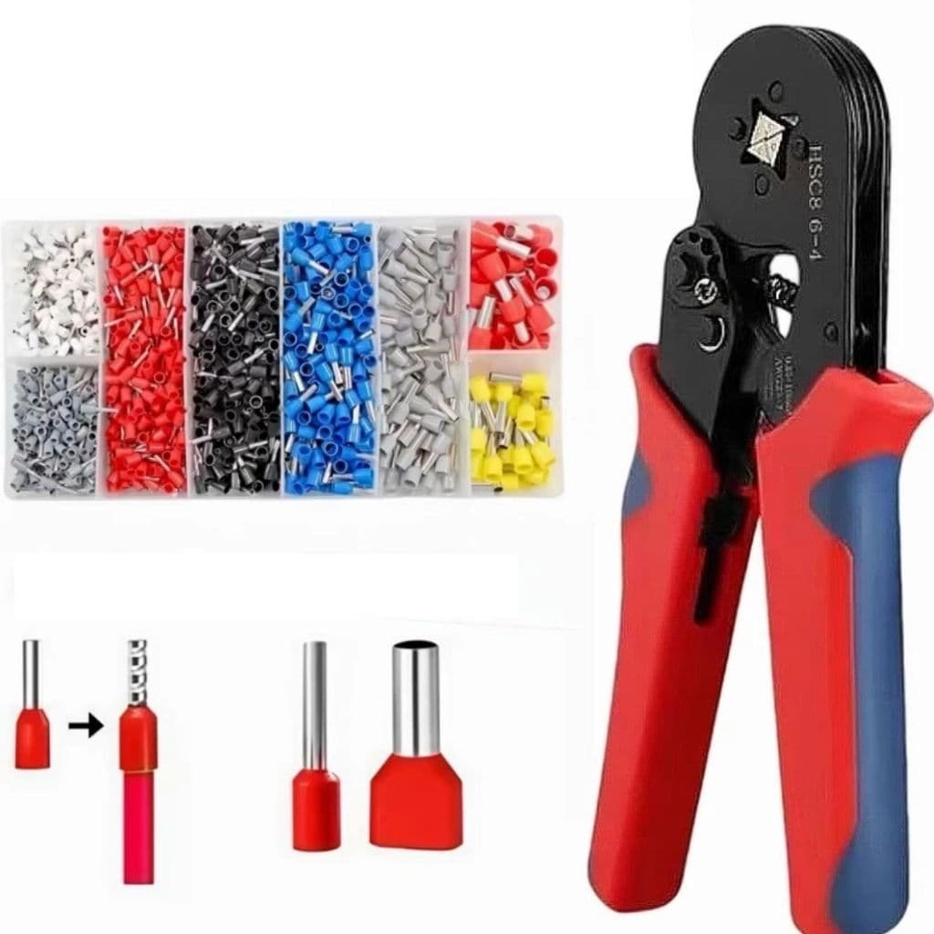 Kit Alicate Crimpar Prensa Com Box 1200 Terminal Ilhós Tubolar 0,25 A 10mm QUEIMA ESTOQUE