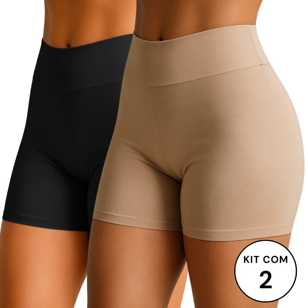 KIT c/ 2 Short Anagua Cintura Alta Segunda Pele Conforto Modelador Térmica