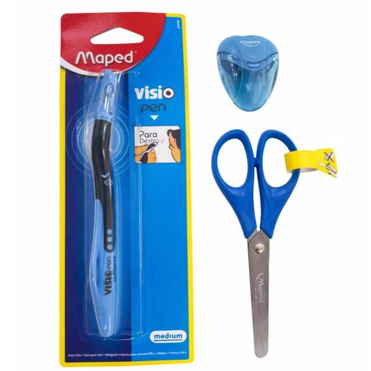 Kit Escolar Para Destros Caneta + Tesoura + Apontador – Para Destros