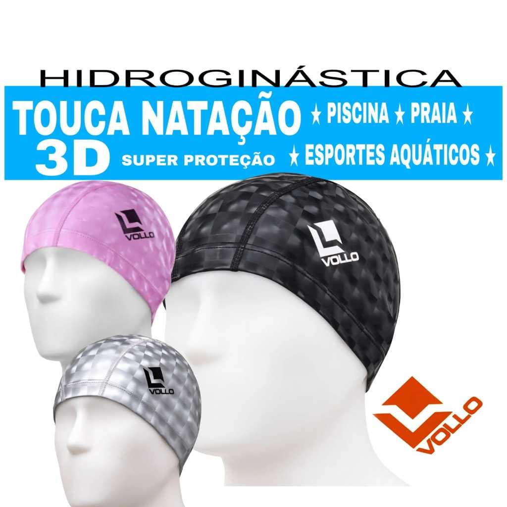 TOUCA 3D VOLLO SUPER PROTEÇÃO, NATAÇÃO, PISCINA, PRAIA, HIDROGINÁSTICA E ESPORTES AQUÁTICOS