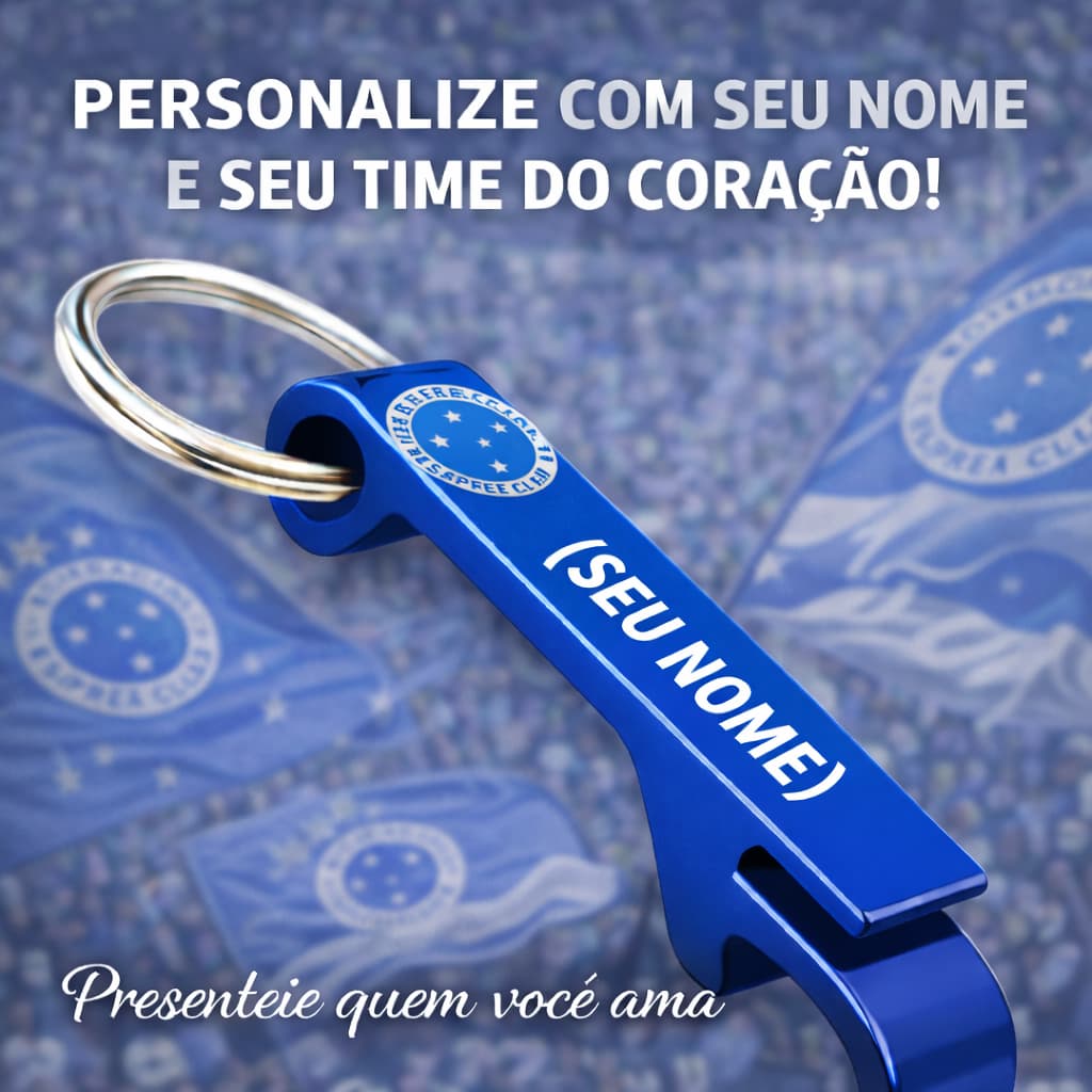 CRUZEIRO CHAVEIRO PERSONALIZADO NOME E TIME DO CORAÇÃO