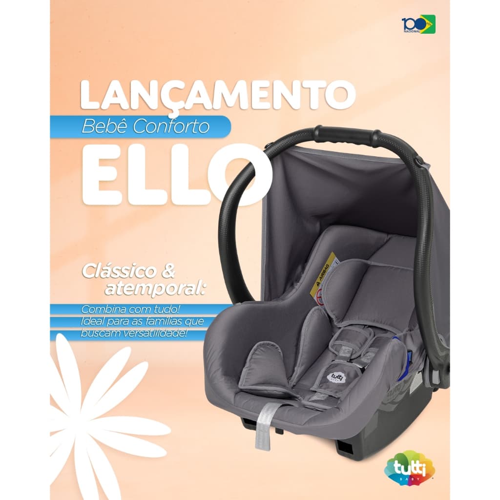 Bebê Conforto Ello Tutti Baby 0 a 13kg com Ninho Redutor e Alça Ajustável