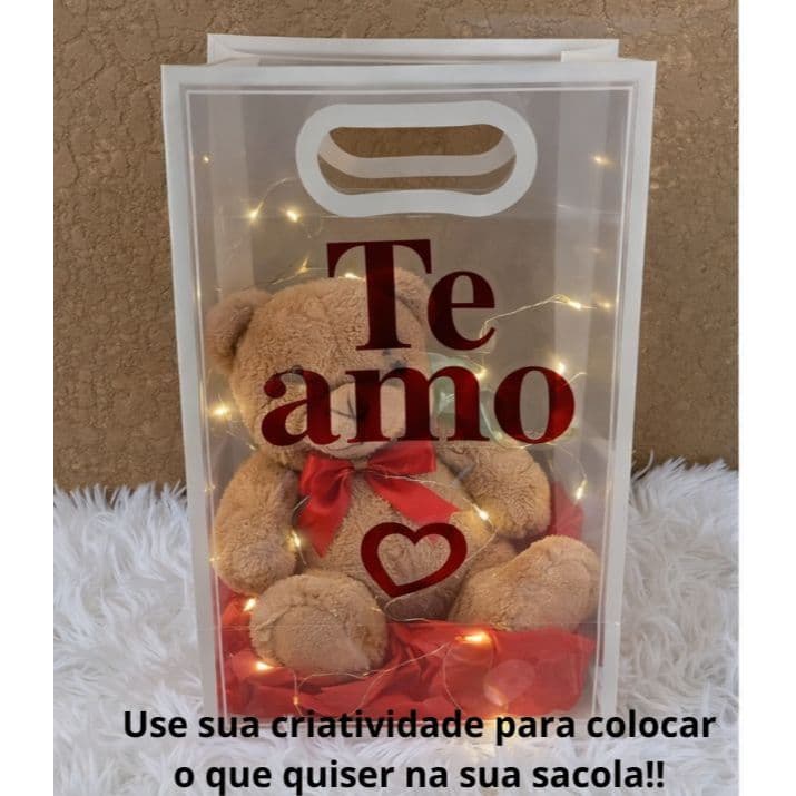 Sacolinha para presente com LED Te amo dia dos namorados Personalizada