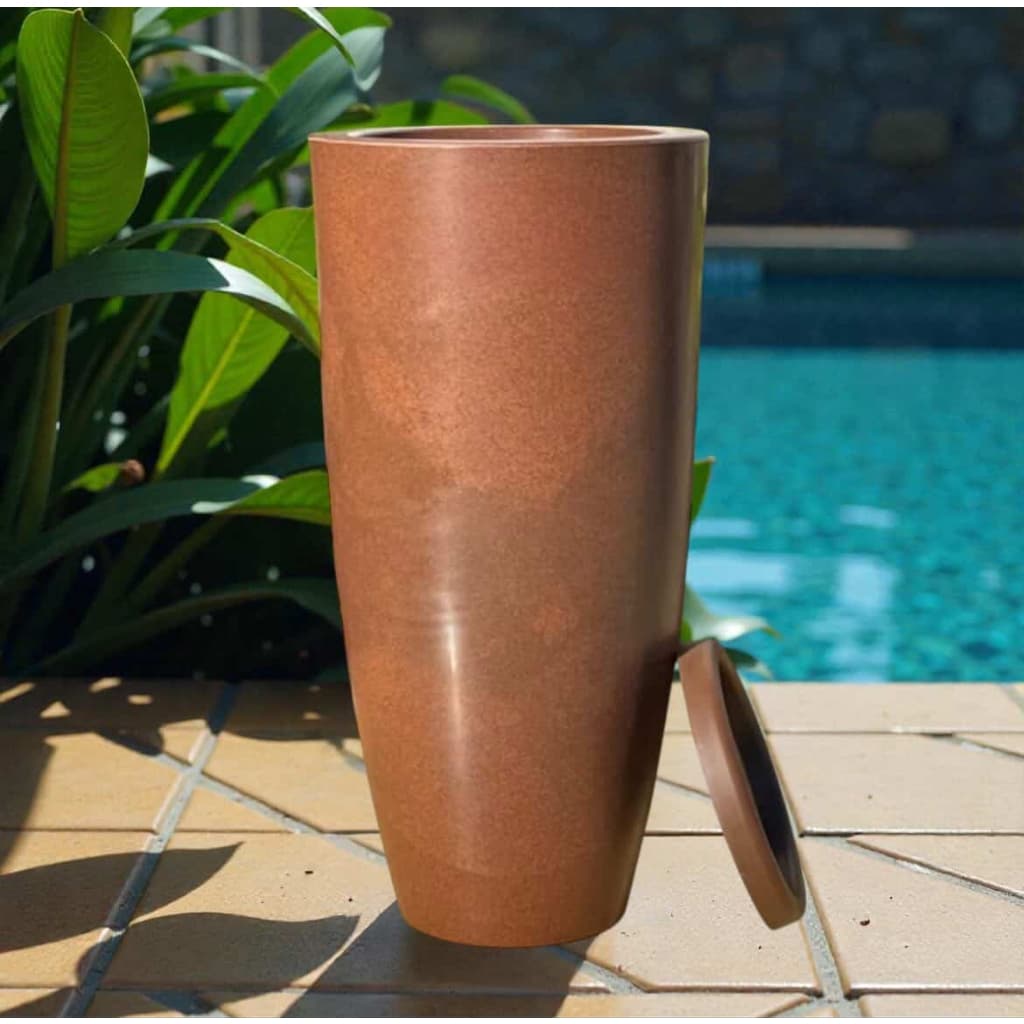 ￼Vaso Planta Sala Coluna Ibiza Cone G Decorativo Liso Marmorizado Luxo 61x31 Resistente Cod 145