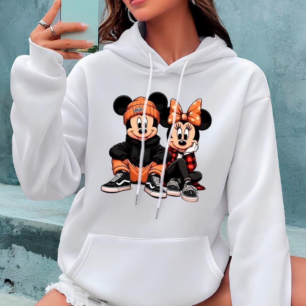 Moletom Canguru Mickey e Minnie Blusa de Frio Unissex Casal Desenho Animado