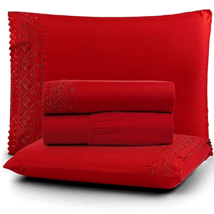 Jogo de Cama Lençol King Size 200 fios 4 pecas Nobless Bordado Laise Ingles ENVIO RAPIDO
