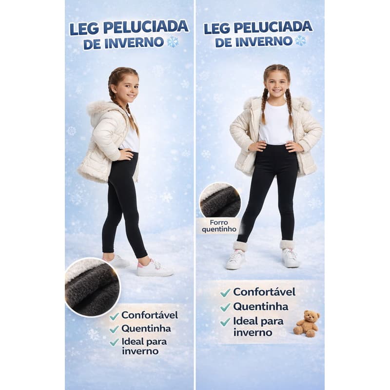 Calça Legging Peluciada Inverno Menina infantil e juvenil
