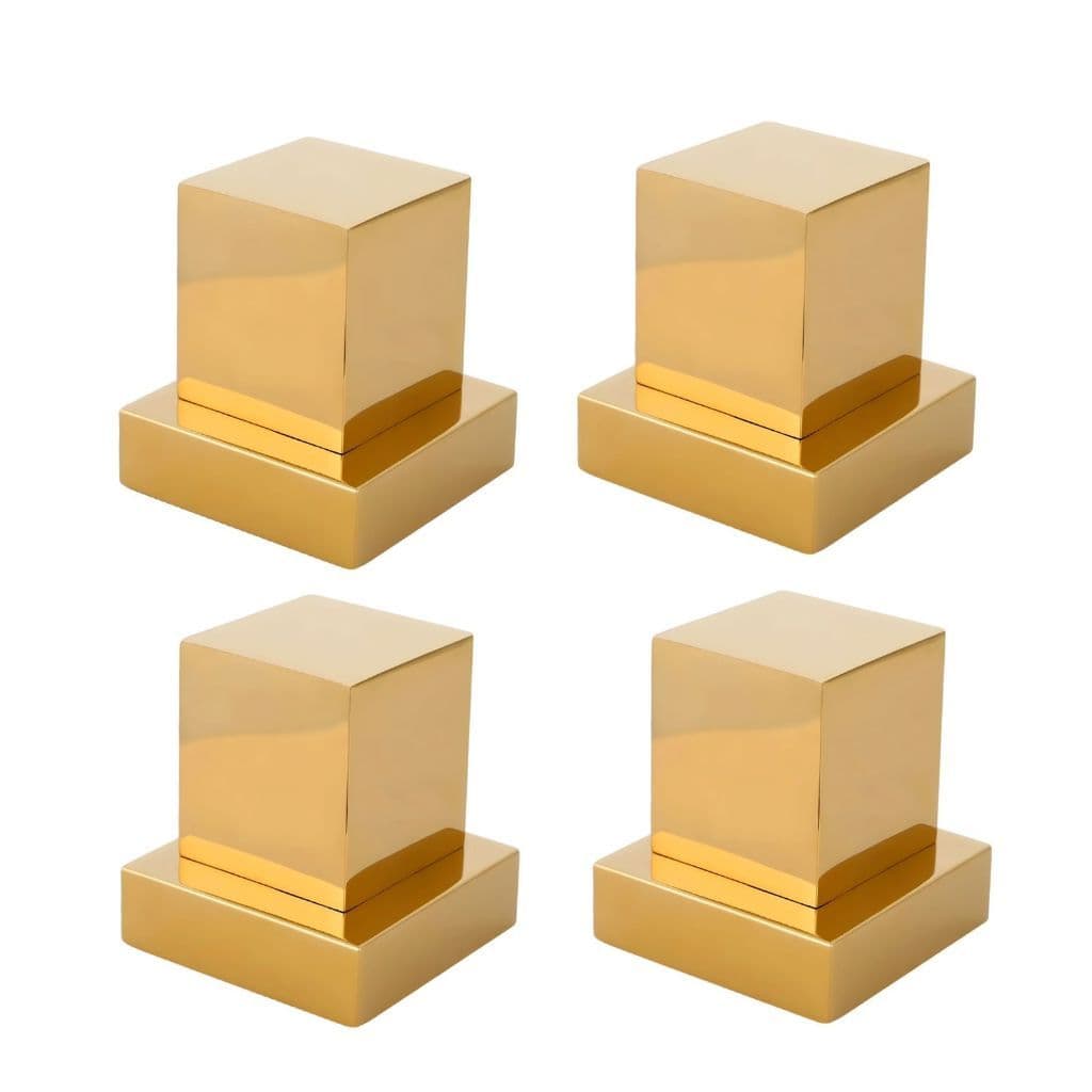 Kit de 4 Acabamentos para Registro Quadrado 1/2 3/4 Metal no Dourado