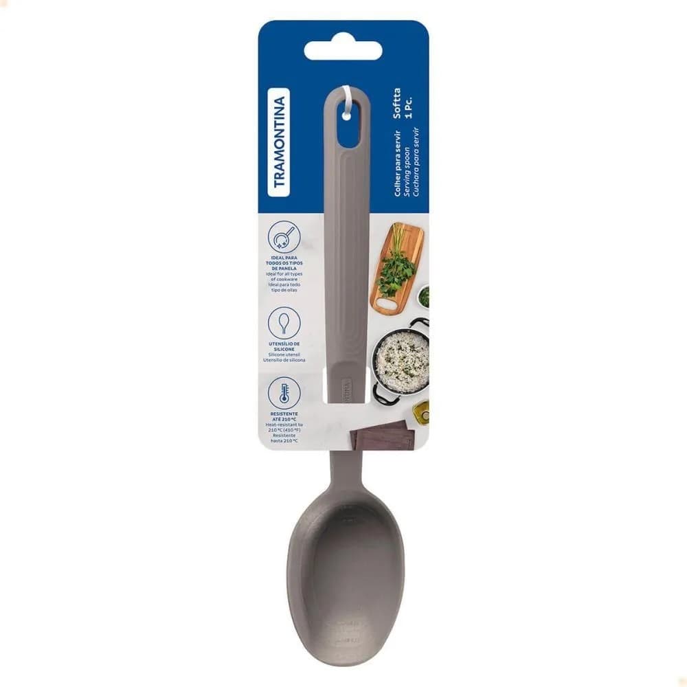 Colher Para Servir 28cm Tramontina Softta Em Silicone Cinza