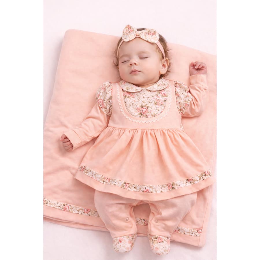 Saída Maternidade Menina Carol Floral 5 Peças Roupas de Bebê