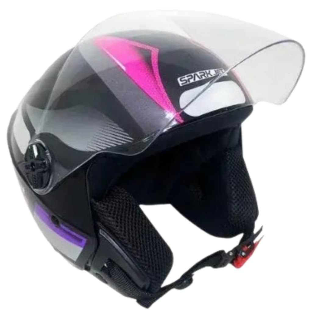 CAPACETE EBF ABERTO SPARK JET SQUARE PRETO ROSA