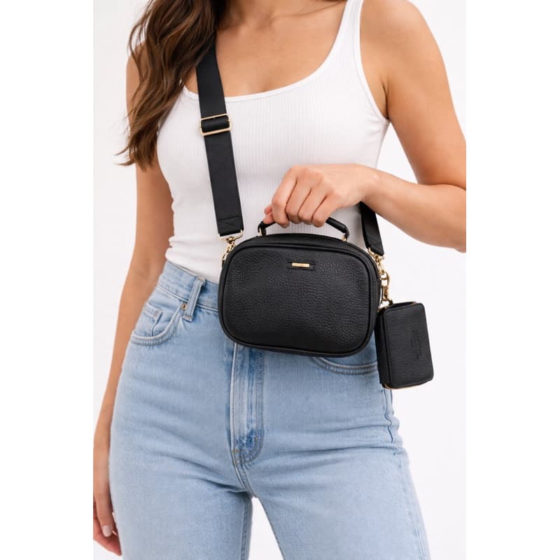 Bolsa Feminina Transversal Pequena em Couro Sintético com Porta-Moedas Casual Elegante