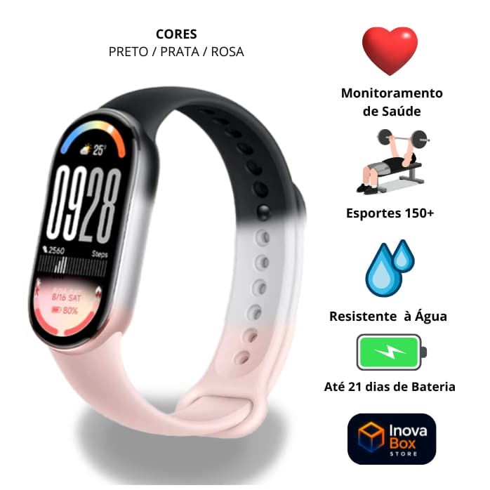 Smartwatch Xiaomi Smart Band 10 - AMOLED 1.72″ - Bluetooth - 150+ Esportes - 21 Dias de Bateria - Original