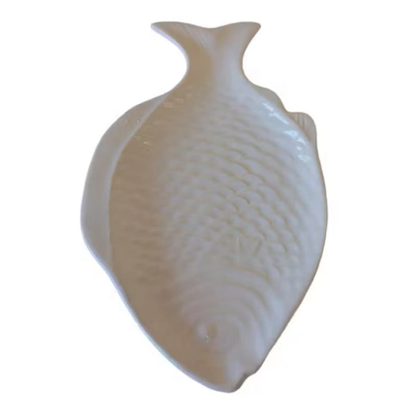Travessa Branca Porcelana Peixe Gourmet Para Petiscos