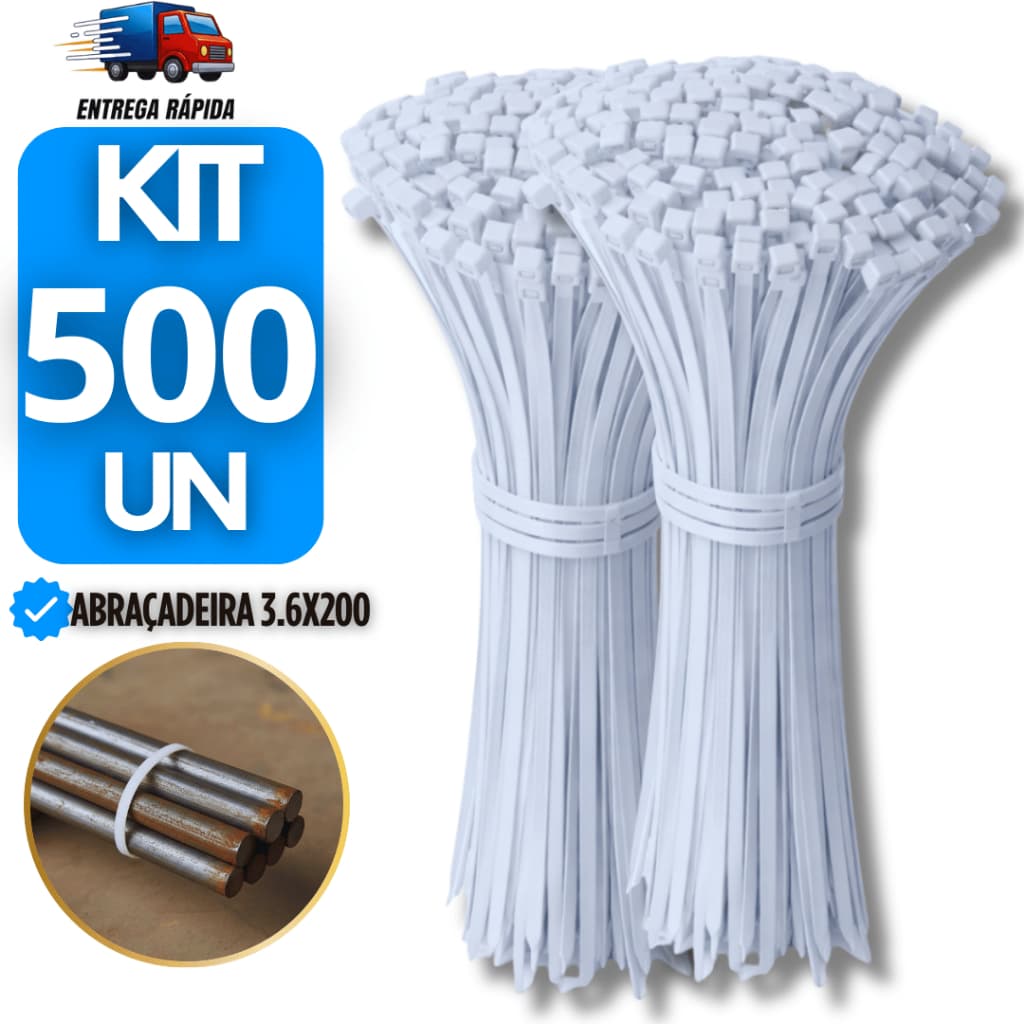 Kit Abraçadeira Nylon Resistente Amarração Cinta Plástica Hellermann 3.6x200mm  Abraçadeiras