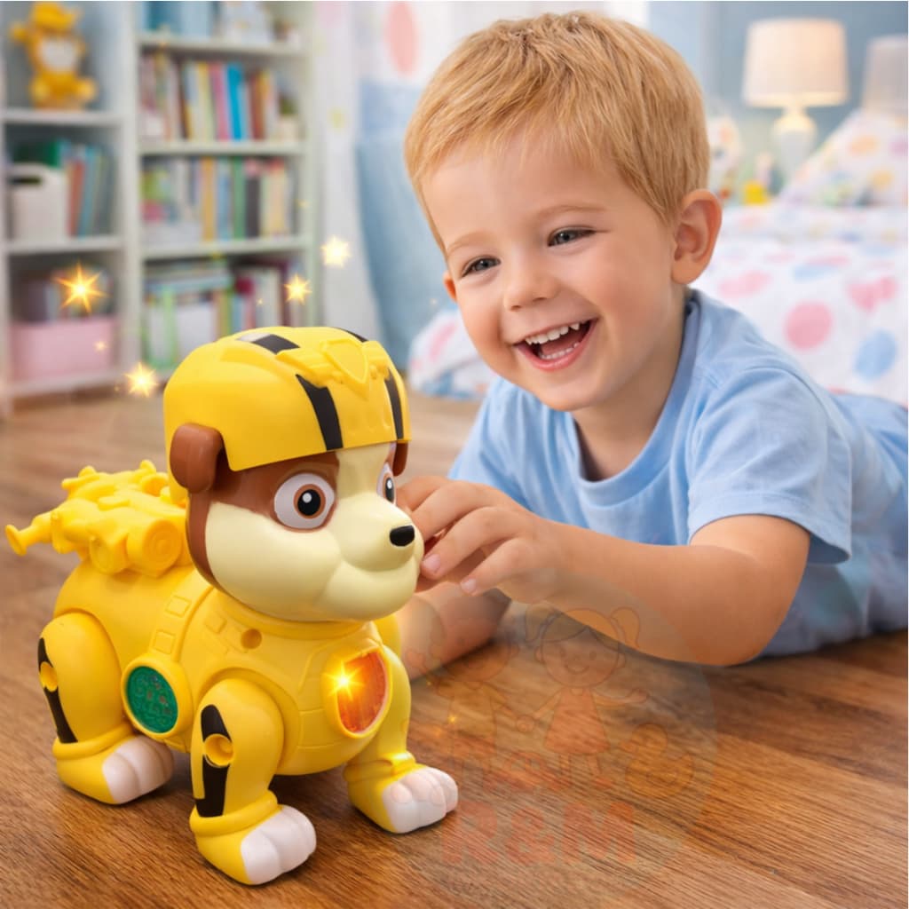 Brinquedo Infantil Cachorro Patrulha Rubbie Canina Fujão  Cachorrinho Robô Com Luz e Anda Pilha