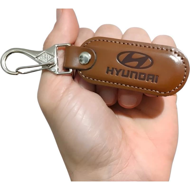 chaveiro couro hyundai automotivo marrom