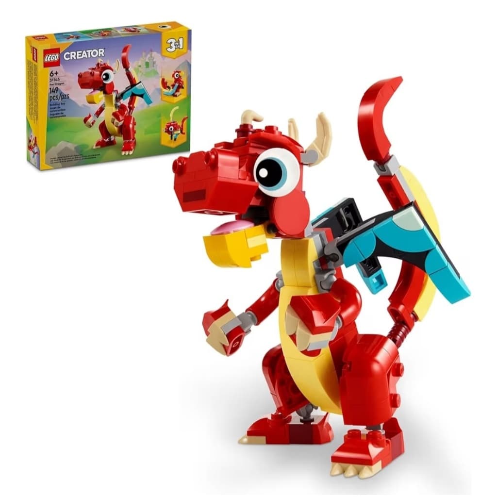 LEGO Creator 3 em 1 – Dragão Vermelho Criaturas Mitológicas Seres Místicos 31145