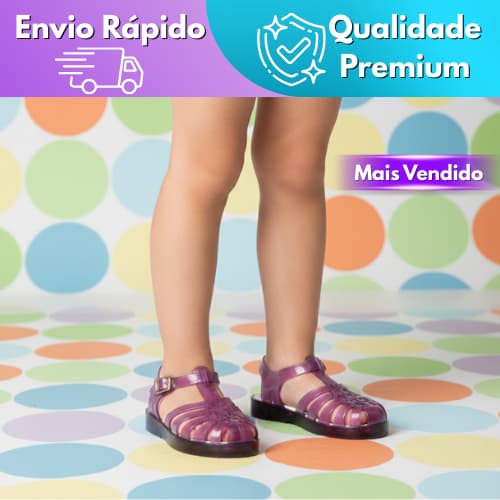 Sandália Baby Menina Brilho Macia Antiderrapante Leve Confortável