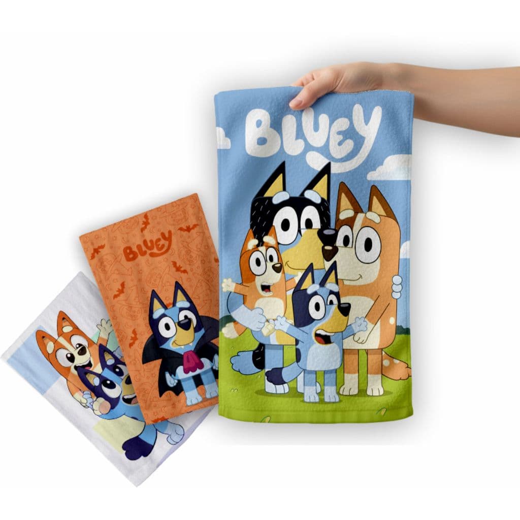 Kit Toalha de Rosto Mãos Pequena Temática Bluey