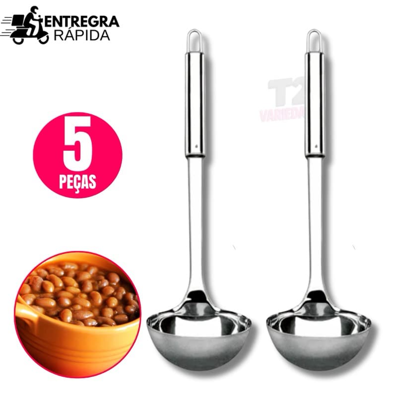 Concha de Feijão 100% Aço Inox GRANDE Resistente para Molho Feijão Sopa para Casa Restaurante Buffet 33CM PREMIUM