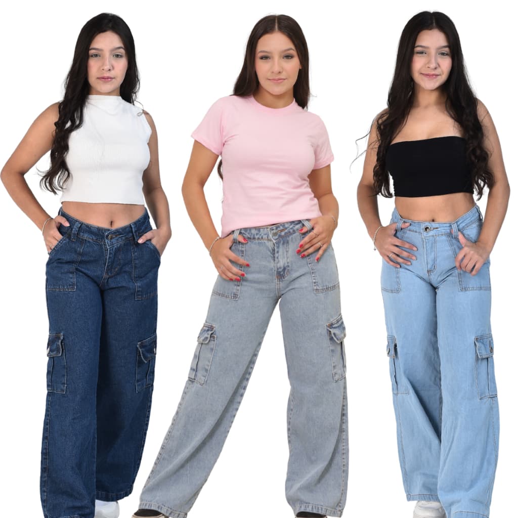 Kit 3 Peças Volta às Aulas Menina 10 ao 16 Calça Cargo Jardineira Calça e Short Jeans e Marmorizado