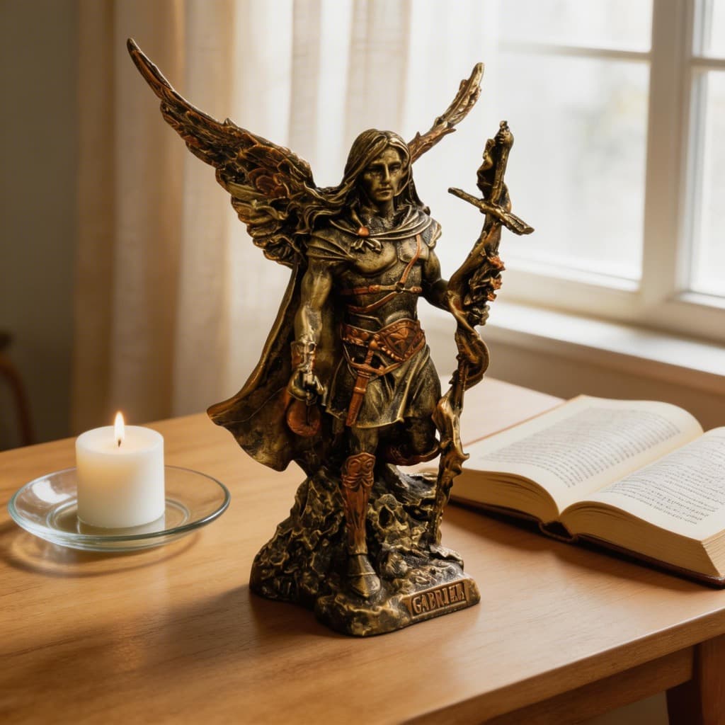Escultura Anjo Gabriel Grande Decoração Enfeites Realista em RESINA