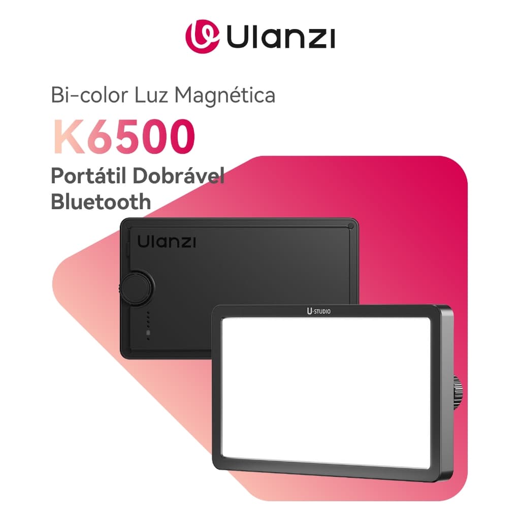 ULANZI K6500 Bi-color Luz De Vídeo Magnética Bluetooth Portátil Dobrável 1/4" Para Vlog