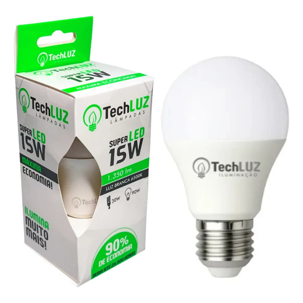 Lâmpada Led Bulbo 15w 6500k Luz Fria E27 127/220v Branco-frio
