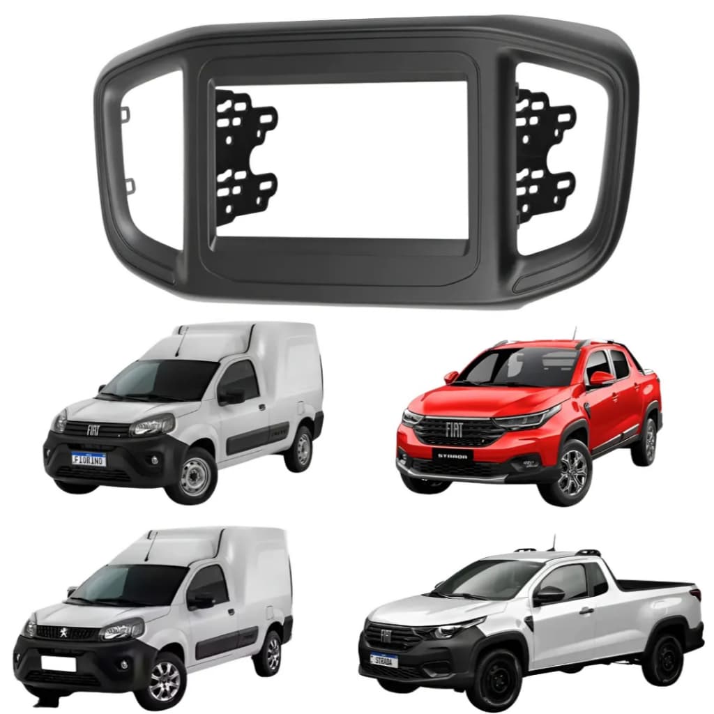 Moldura Fiat Strada / Fiorino 2 Din 7 Polegadas 2021 A 2025 Preto Fosco