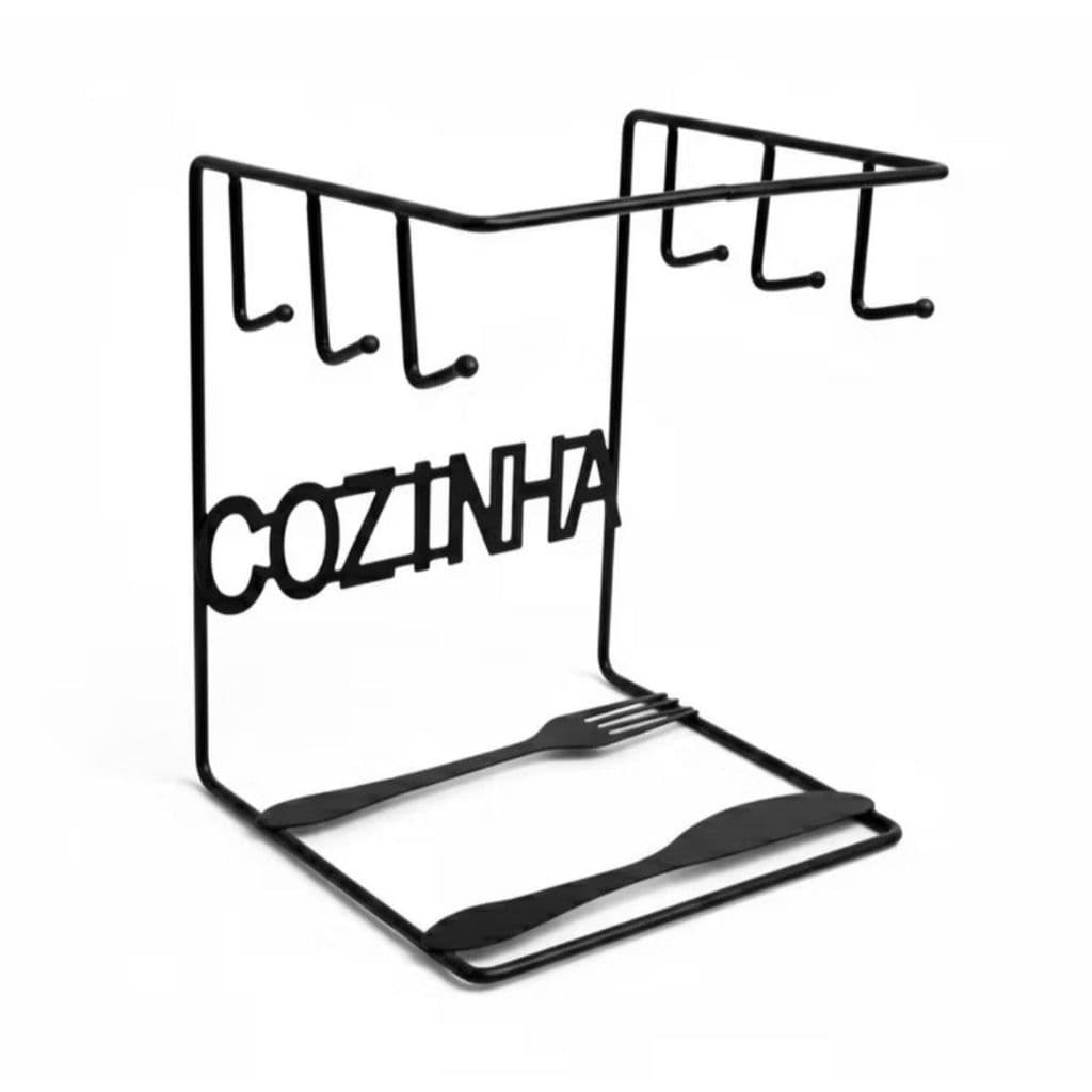 Suporte Organizador de Xícara Cantinho do Café Organiza 6 Xícaras/Pires Black Metal