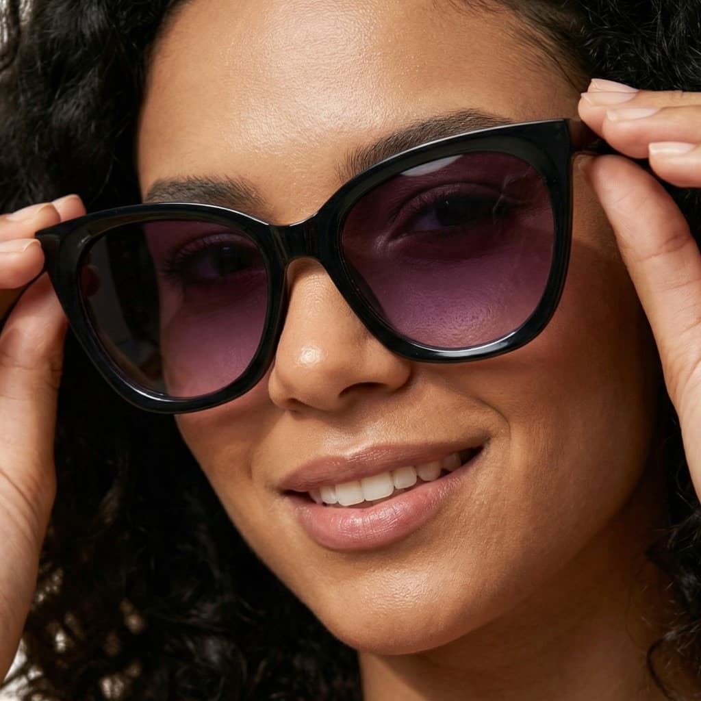 Óculos de Sol Feminino Cat Eye Tartaruga, Preto E Marrom com Lente Degradê – MD-28
