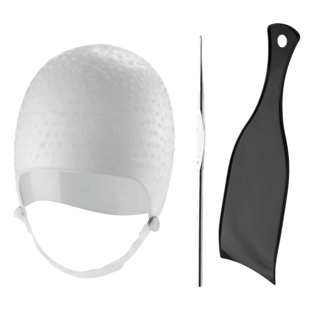 Kit Tintura Coloração Touca e Plaquete de Mechas Luzes Silicone Agulha inox Dompel - Branco