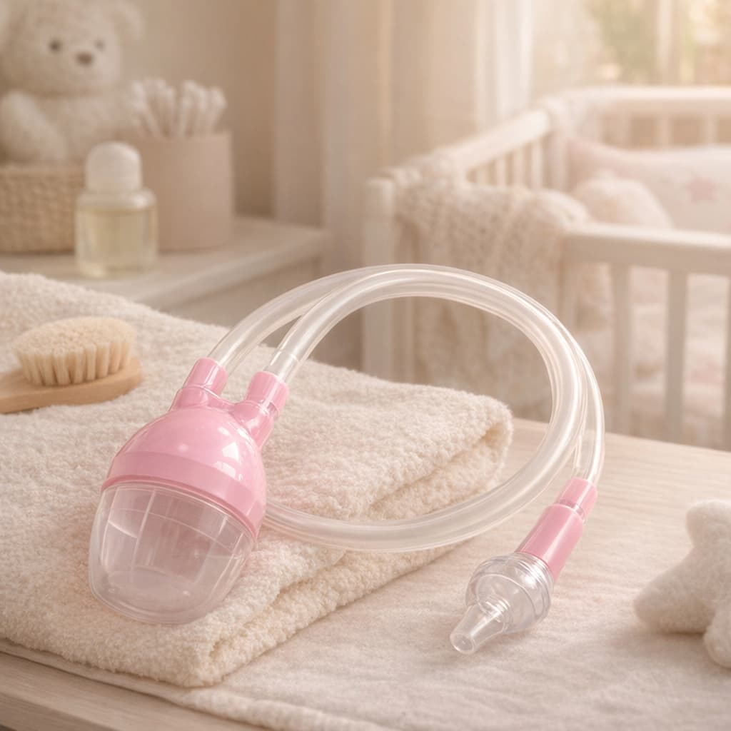 Aspirador Nasal Infantil Sucção Portátil Seguro Rosa Limpeza Fácil Bebê Alívio Congestão Nasal