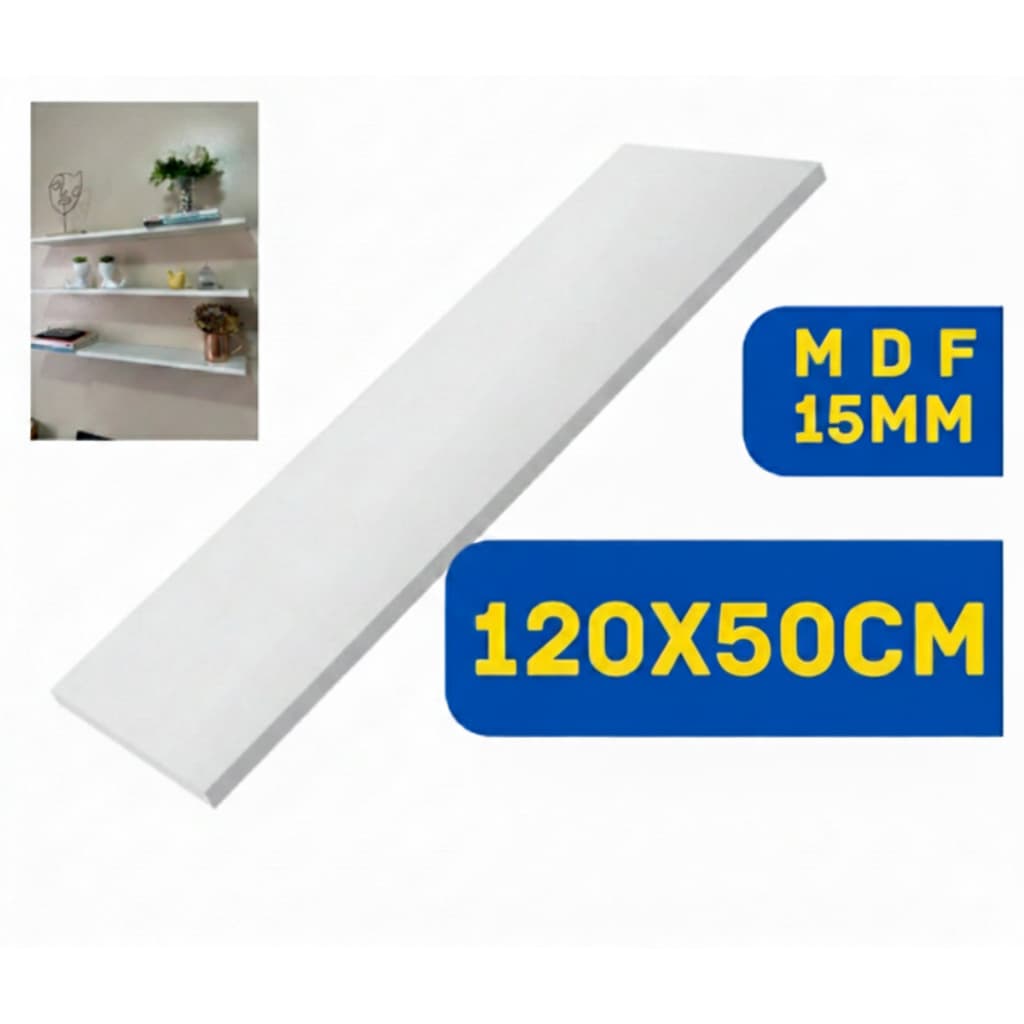 Prateleira de Parede 120x50 cm MDF Lisa – Profundidade Extra para Organização 100% MDF 15mm